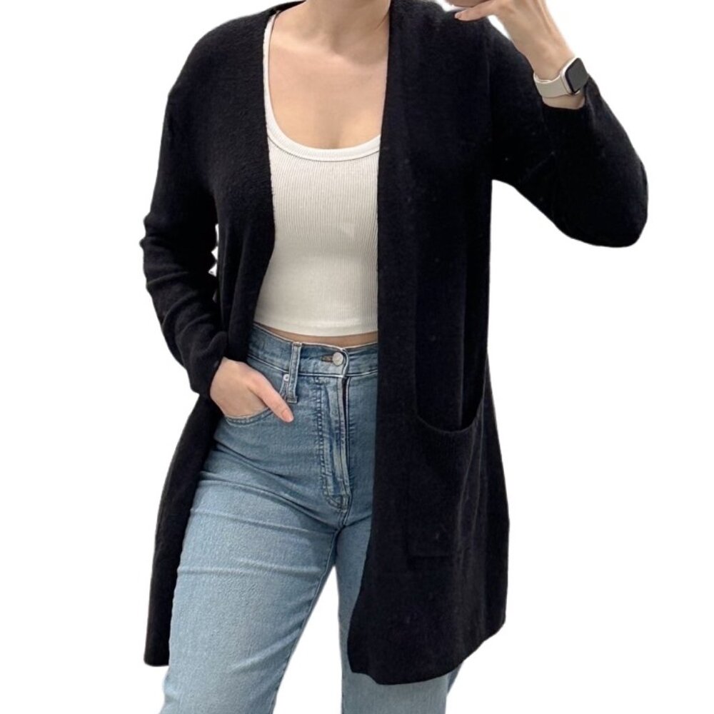 Madewell Wool Alpaca Kent Cardigan Sweater in Coziest Yarn True Black Size S